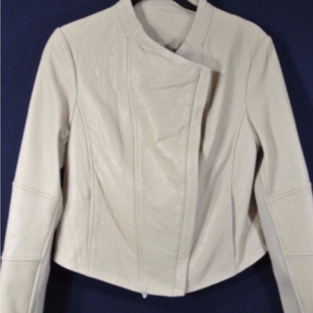Women's Cream Lambskin Leather Jacket